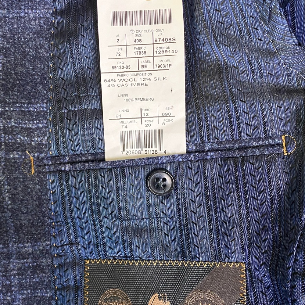 Joseph Abboud Blue Plaid Sport Coat. NWT - Picture 7 of 10